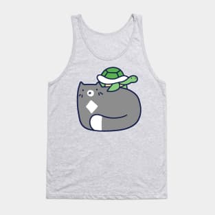 Blue Cat and Tiny Turtle Tank Top